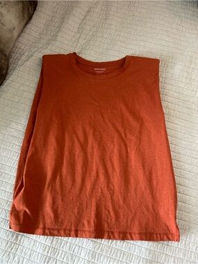 Banana republic orange Pima cotton shoulder padded tank top S